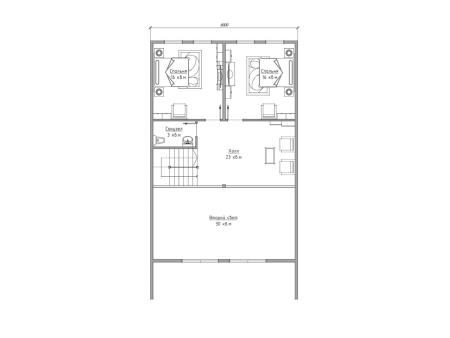 Проект дома КД-25, площадь дома 96 кв.м., террасс 18 кв.м., 3 спальни (поэтажный план №2)