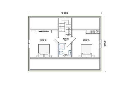 Проект дома КД-6, площадь дома 147 кв.м., террасс 16 кв.м., 4 спальни (поэтажный план №1)